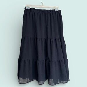 Nanette Lepore Black Tiered Midi Skirt Sz M